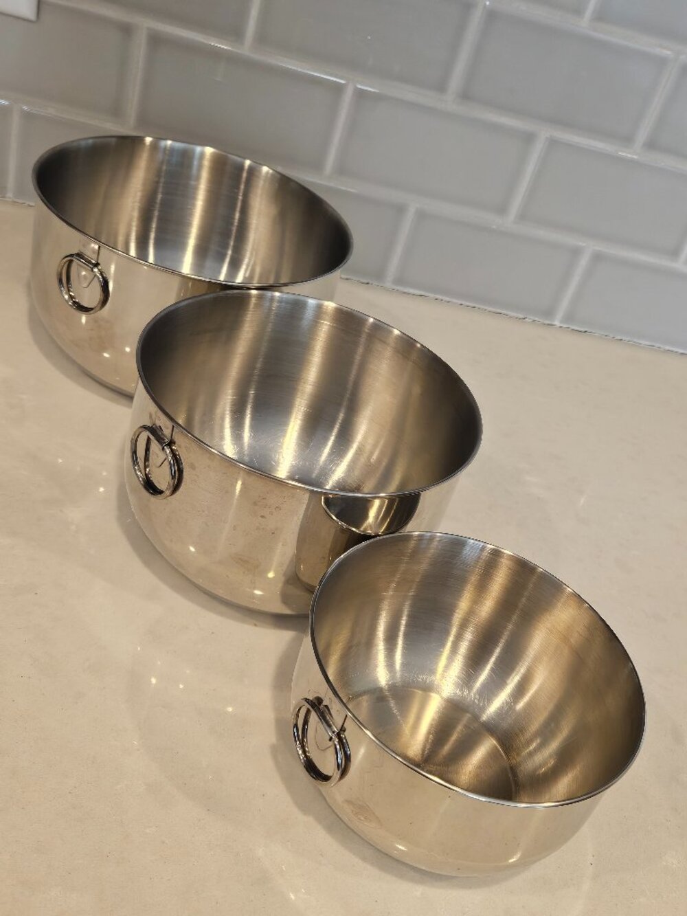 Cuisine Classics Stainless Steel Kitchen Nesting Mixing Bowls - Set of 3